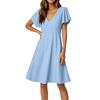 Women's Dresses Flared Sleeve Short Sleeve Casual Color V-Neck Dresses