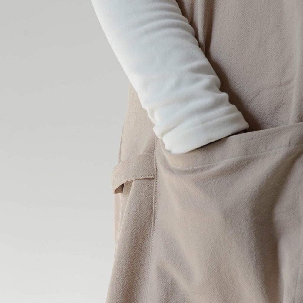 Cotton Japanese Minimalist Kitchen Apron Solid Color Unisex Work Clothes Pocket Apron  Coffee Shop