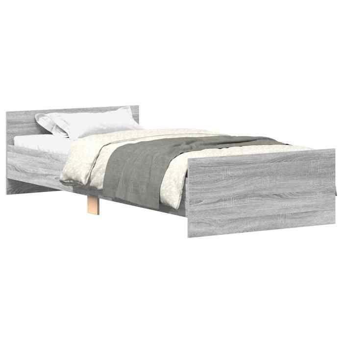 VidaXL Cadre de lit sonoma gris 90x200 cm bois d'ingénierie 835930