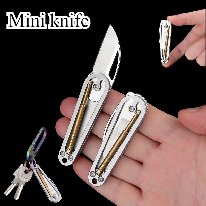 Stainless steel mechanical mini folding knife, portable keychain pendant, easy to disassemble and deliver fruit knife