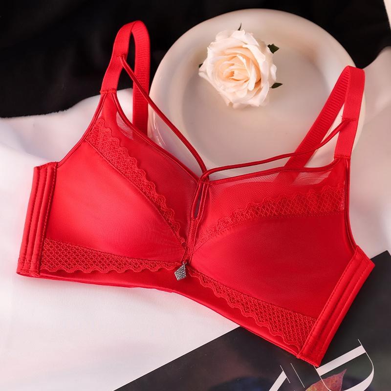 French Style Lingerie Women's Underwire Gathering Bra Adjustable Seamless Sexy Bra