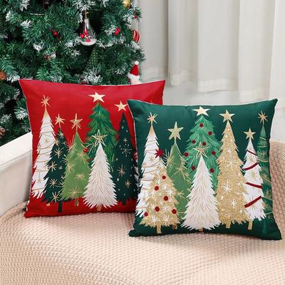 Home Textile Christmas Pillow Cover Xmas Trees Pattern Breathable Cushion Cover Comfortable Cushion Pillowcase Christmas Items