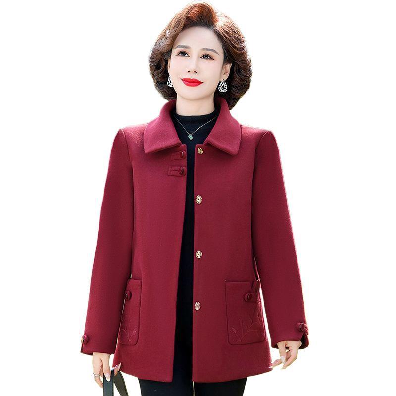 Stylish Cotton-Padded Woolen Coat for Middle-Aged Women - Fashionable and Thick for Autumn/Winter