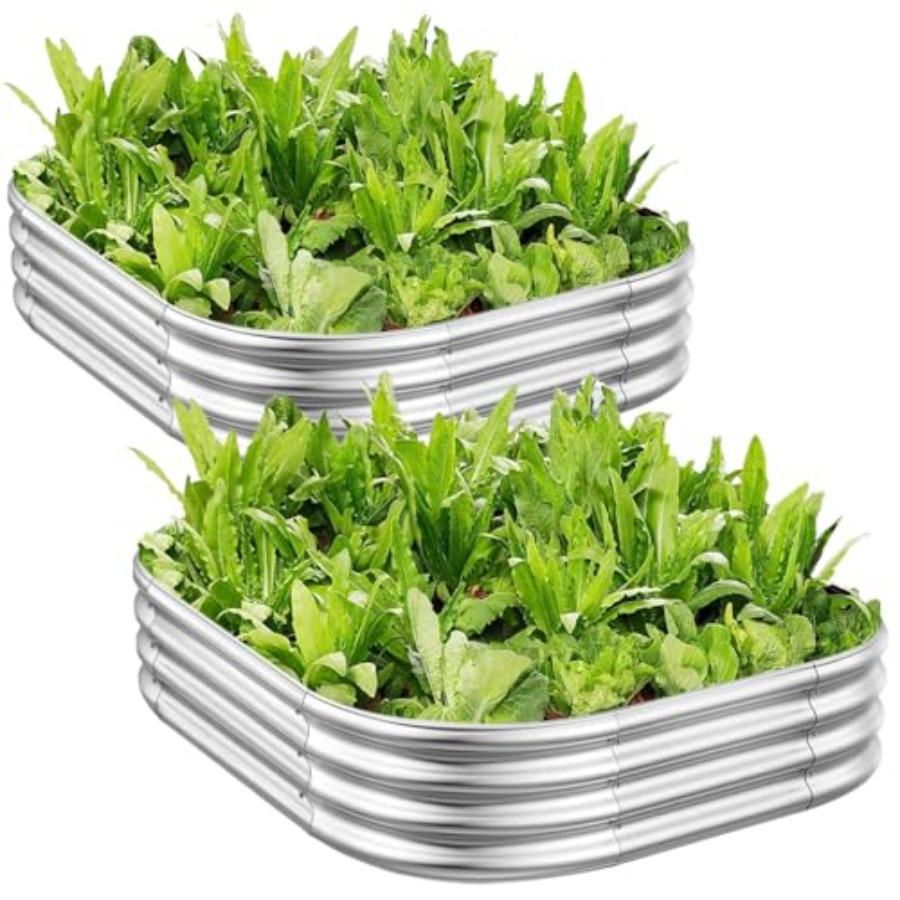

Raised Garden Bed Kit Outdoor 2pcs 3x3x1FT Galvanized Oval Planter Box Large Metal Garden Boxes for Planting Vegetables Fruits United States