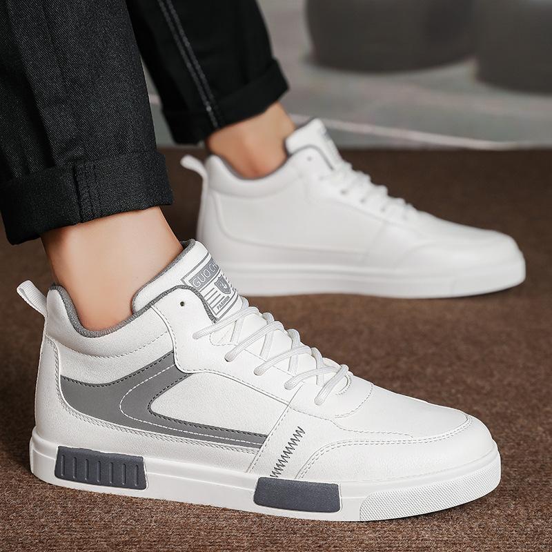 Large size 22 autumn new leather surface youth sports high top board shoes casual shoes