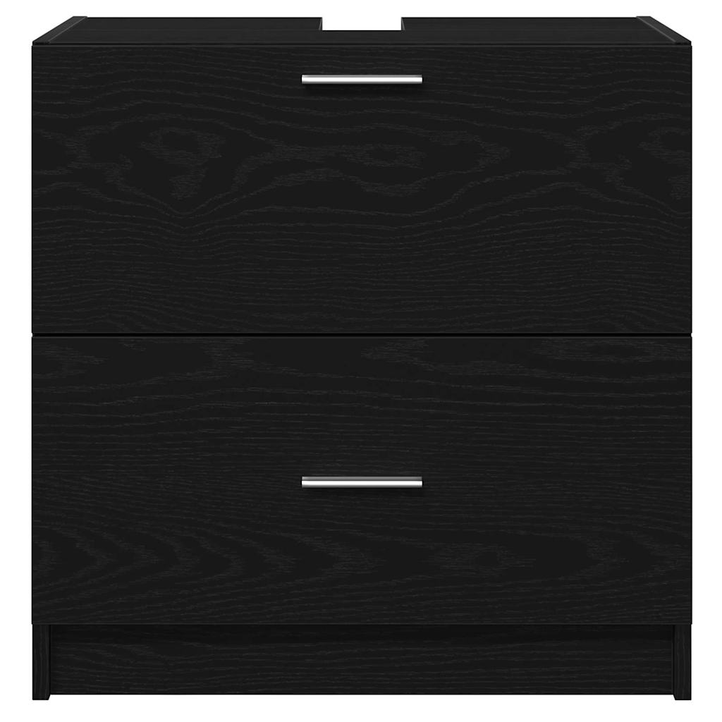 Bathroom Cabinet with Door Black Oak Look 59 x 37 x 59 cm