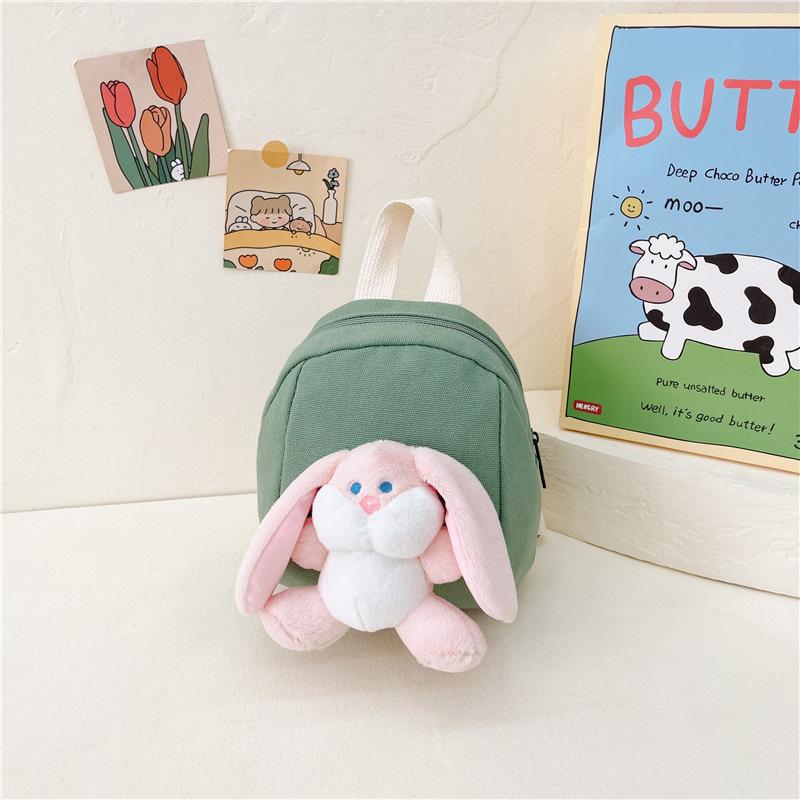 Adorable and Stylish Children's Backpack for Kindergarten Babies, with A Schoolbag-shaped Doll and A Rabbit-shaped Bag