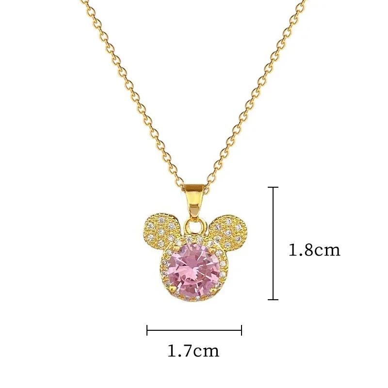 Stainless Steel Chain Zircon Head Necklaces for Women Girls Cartoon Jewelry Accessories Birthday Gifts for Friends
