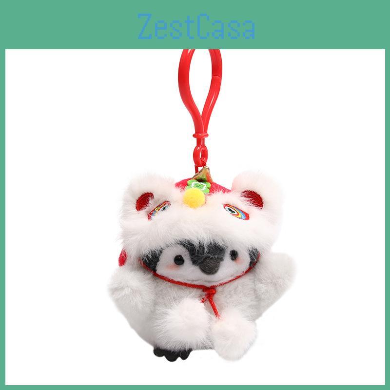 Penguin Keychain Plush With Lion Dance Theme For Celebration And Decor Party