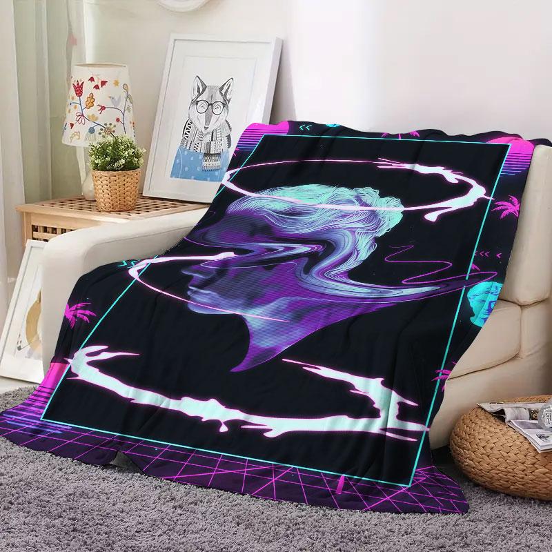 1Pc Posterillustration Print Flannel Blanket, High quality Comfortable for All Seasons, Warmth and Comfort, Perfect for Christmas Gifts