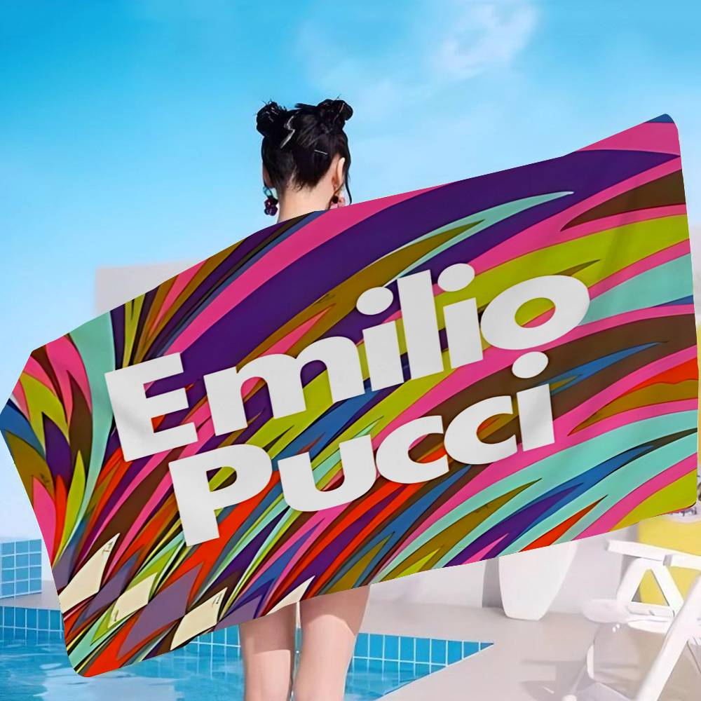 E-emilio P-pucci Logo Bath Towel Microfiber Soft Water Absorbing Breathable For Girl Kids Decorative Cartoon Beach Towel
