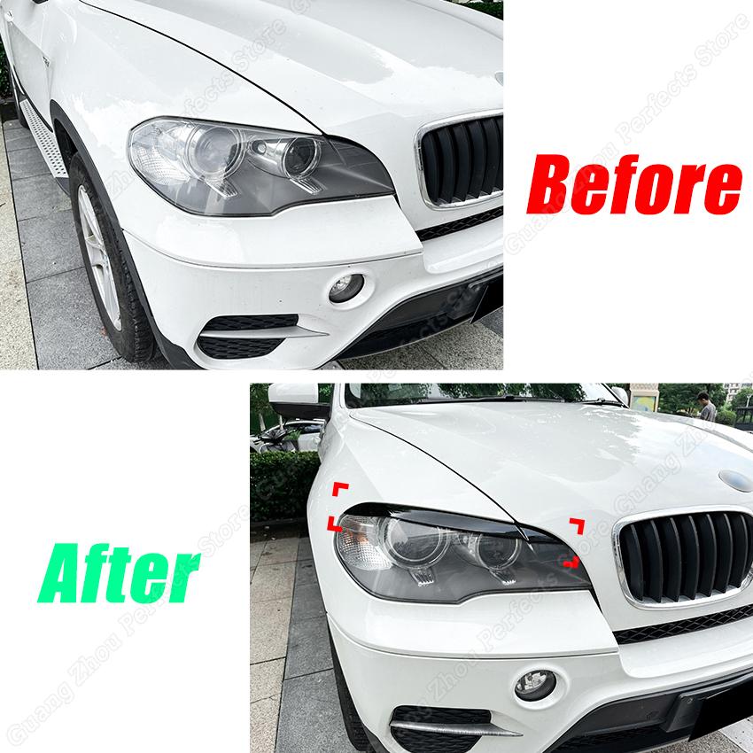 Auto-Scheinwerfer-Augenbraue Augenlid-Aufkleber für BMW X5 E70 30d 48i 30i 35d 40d 30d 50i 35i M50d 2006-2013 Zierleuchte Abdeckung Karosserie-Kits