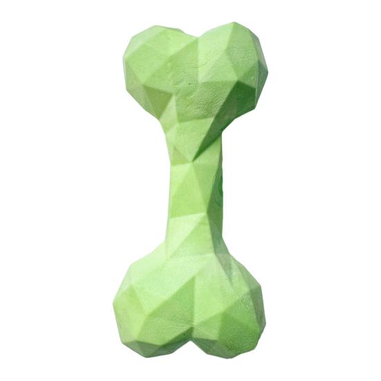 Faceted Bone Dog Toy Rubber Dog Chew Toy Teeth Cleaning Dog Bone Toy for Aggressive Chewers Puppy Teething Interactive Fetch зелёный