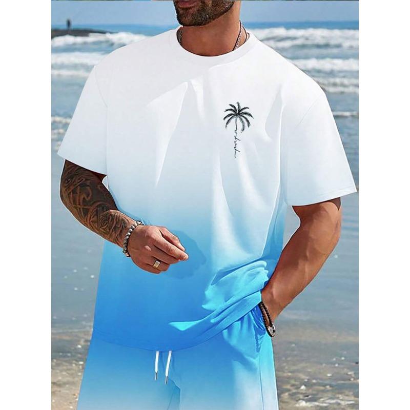 Summer Casual Everyday Men's Short Sleeve Top Hawaiian Men's Fashion T-shirt Outdoor Beach Men's Crew Neck T-shirt 3D Print