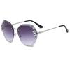 Women's Diamond-encrusted High-end Ins Face-showing Small Frameless Anti-UV Sunglasses