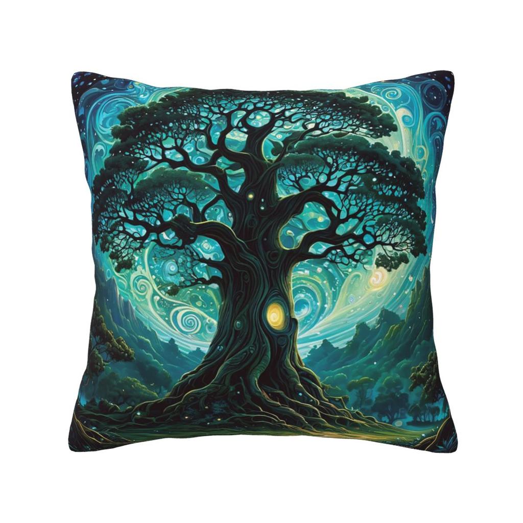 Magic Green Tree Square Pillowcase Cushion Cover Pillow Case Throw Pillow Cover for Home Sofa Living Room