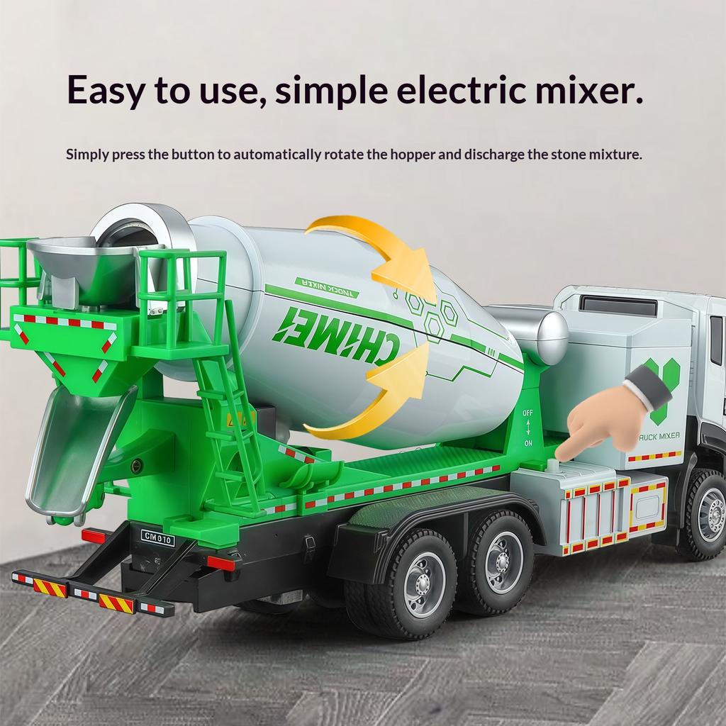 1/32 Scale Electric Concrete Mixer Truck Model Alloy Die Casting Can Model Real Work Children Toy Car Boy Gift