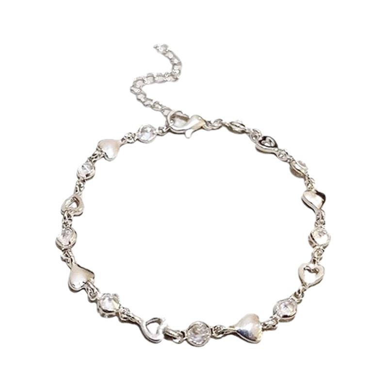 ‘1PC Fashion Heart Zircon Bracelets For Women Girls Sweet Sparkling Charm Bracelet Delicate Chain Bracelet Fine Jewelry Gifts