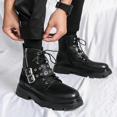 Stivali Neri Uomo Moda Stivaletti alla Caviglia Uomo Stivali di Tendenza Uomo Moda Outdoor Stringati Nuovi Autunno Scarpe Casual Sneakers Uomo