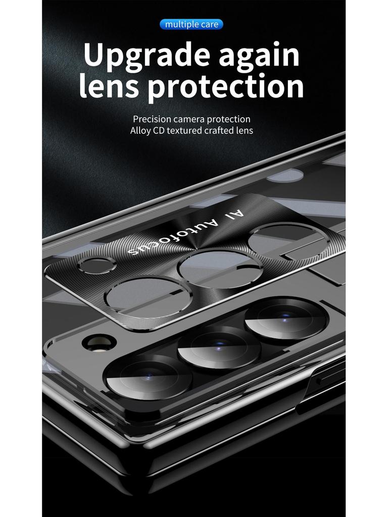 Samsung Z Fold7/6 Case: Dual Hinge, Pen Slot, Electroplated Transparent Shell, Full Coverage Protection.