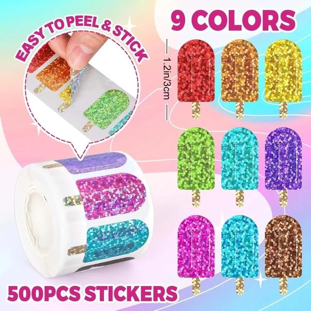500pcs/Roll Self-adhesive Gift Wrapping Label Motivational Glittering Colorful Reward Stickers Creative
