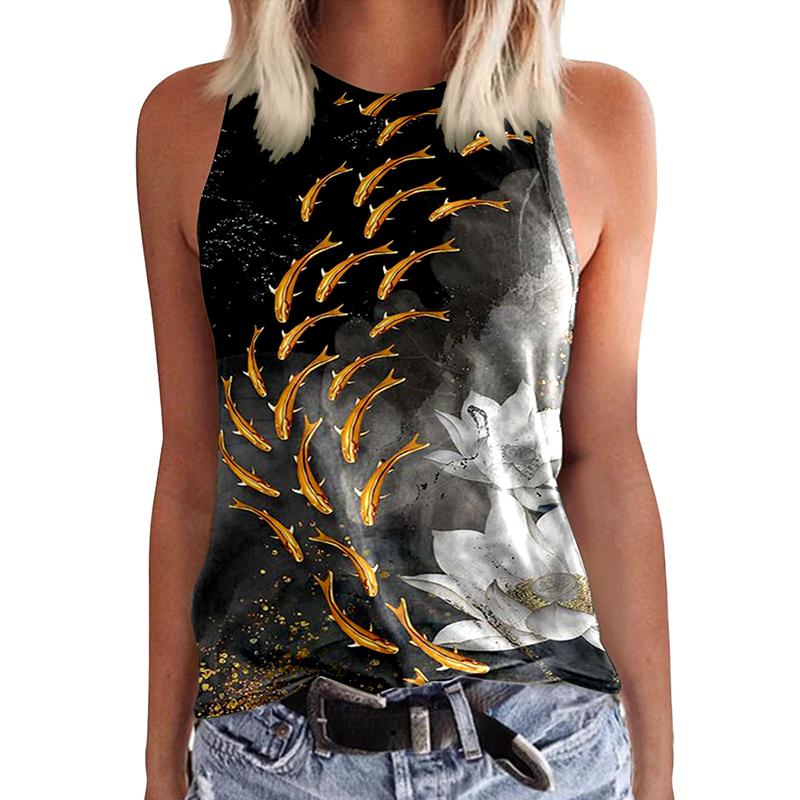 Damen Butterfly 3D-Druck ärmelloses T-Shirt, Y2K Retro Streetwear, Rundhals Tanktop, schulterfrei, ärmelloses T-Shirt für Damen