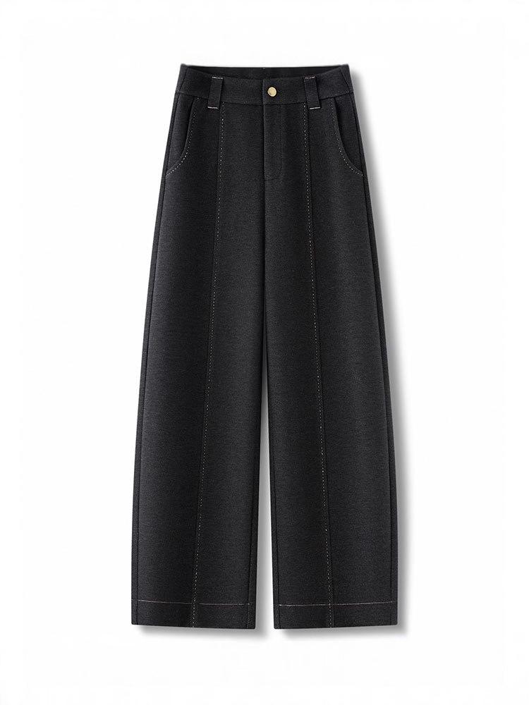 Women's Slim Fit Acetate Wool Cigarette Pants - Autumn/Winter Straight-Leg Casual Trousers