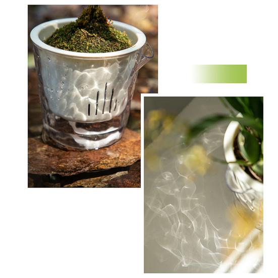 Flowerpot PET Highly Transparent Self-Watering Planter with Glacier Pattern Double-Layer Design Breathable Inner