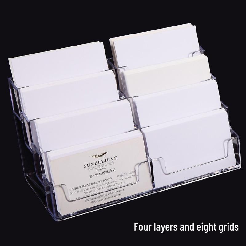 Transparent Lockable Business Card Holder - Large Capacity Desktop Storage Box