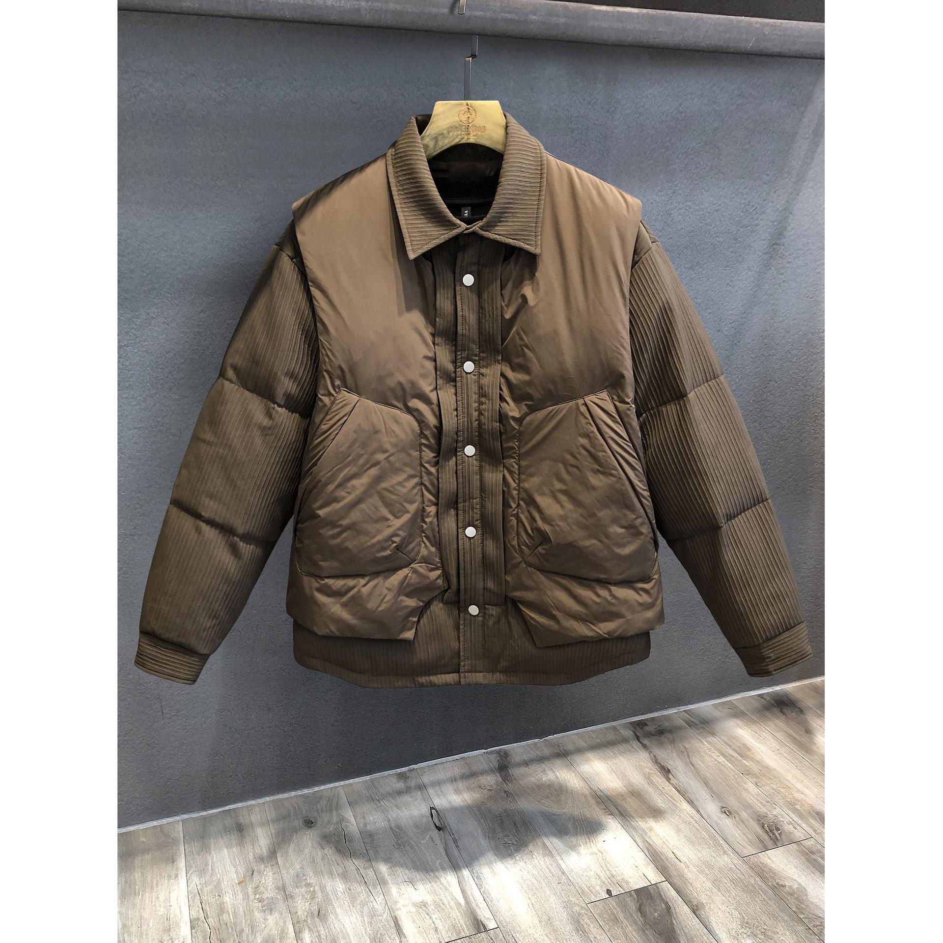 

Thickened Down Jacket Vest Men s Fake Two-piece Thermal Counter Winter Removable Jacket 3XL