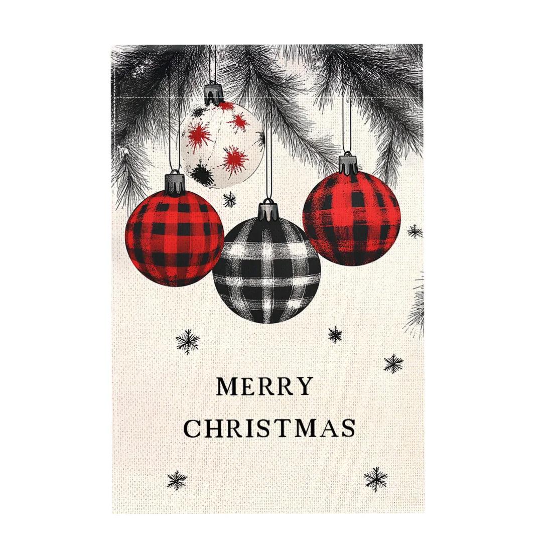 Merry Christmas Hanging Flags Garden Flag Banner Candy Candy Double-sided Printing Imitation Linen Flags Home Garden Decoration 45x30cm