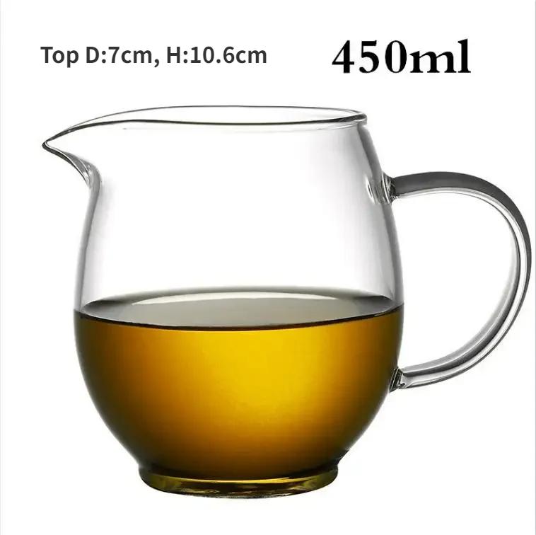 Verdickter Glas-Teekrug, Hitzebeständige Teetasse, Chinesisches Tee-Set Zubehör, Chahai, Klarer Kaffee-, Milchschaumbecher, Teegeschirr