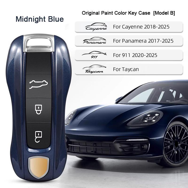 Car Key Paint Case Bordeaux Red Shell Replacement for Porsche Cayenne Mancan Panamera 911 718 Boxster Cayman Taycan 2010-2024