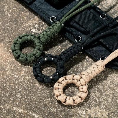 Multi-purpose String Buckle Stainless Steel Ring Super Strong Braided Rope Keychain Holder Outdoor Tools