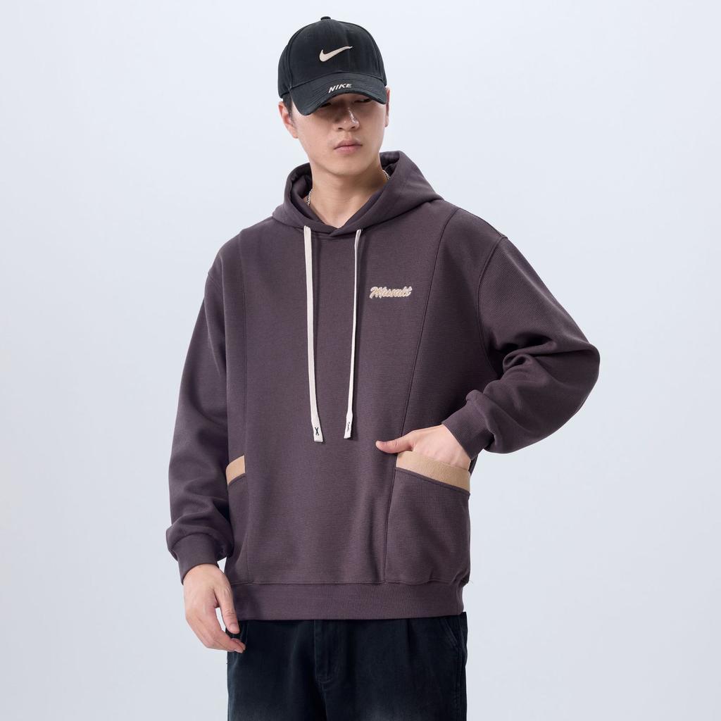High-End 360G American Heavy Embroidery Sweater Men'S Loose Large Size Hooded Contrasting Color Retro Casual Coat Men