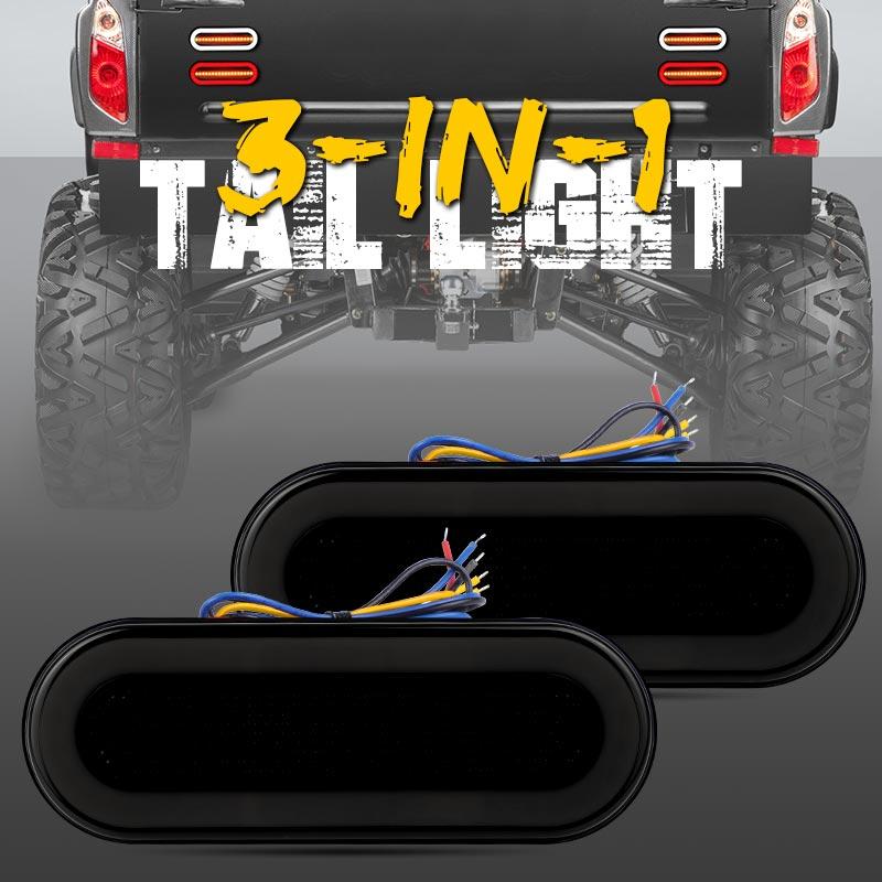 Oval 3 in 1 LED Tail Lights 68led Dynamic Flowing Turn Signal Light DRL Tail Running Light For Car Truck Trailer Lorry 12V 24V