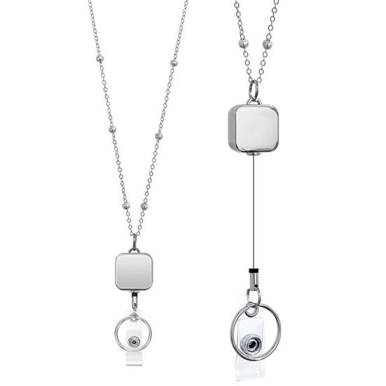 3Pcs/Set Colorful Teacher Lanyard with Retractable Reel Card Holders Women Wooden Beaded ID Badge Holder