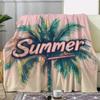 1 Stück Sdoo Flanelldecke - Tropischer Palmenbaum Sommer Stranddecke in Pastellrosa, Weiche Gemütliche Ganzjahresdecke für Sofa, Bett, Tr