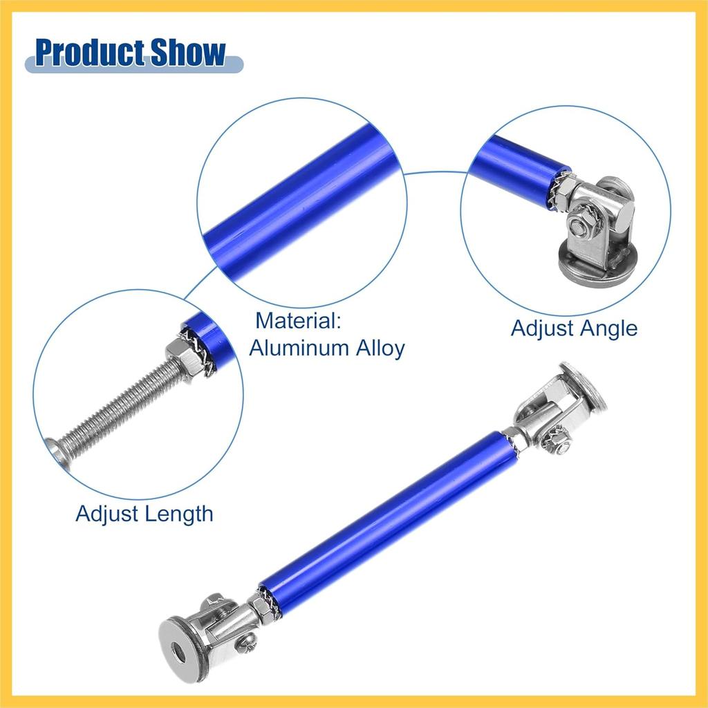 Universal Adjustable Aluminum Alloy 3"-5" 75mm Car Front Bumper Lip Splitter Strut Rod Tie Support Bars Blue - Pack of 2 Auto Replacement Parts