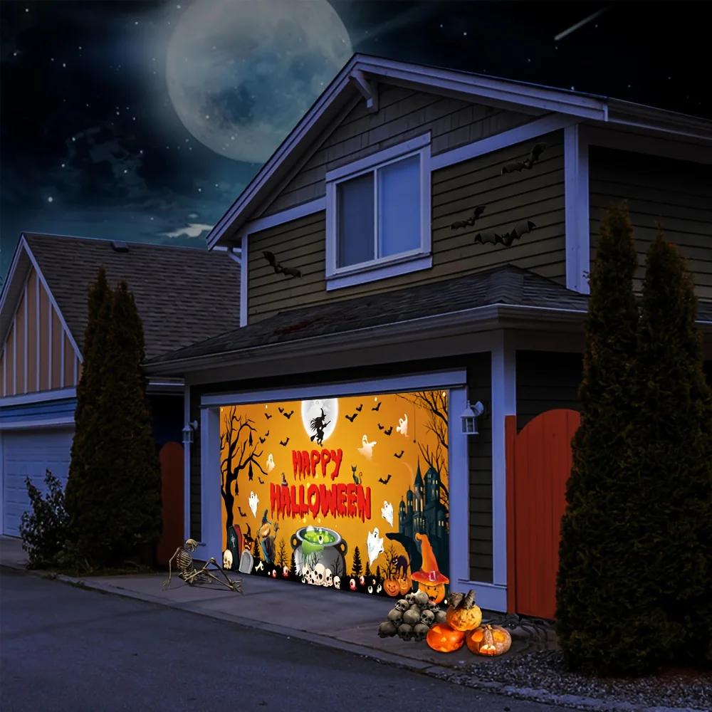 Halloween Garage Door Banner Decoration, Multi-purpose Halloween Happy Witch Potion Ghost Patternzyc