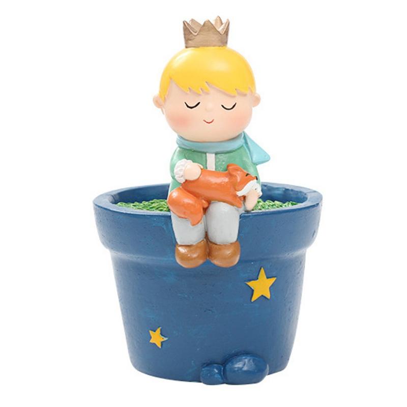 Little Cute Boy Flower Pot Cute Little Boy Figure Succulent Planter Mini Bonsai Fairy Garden Ornaments Garden Yard Decorations