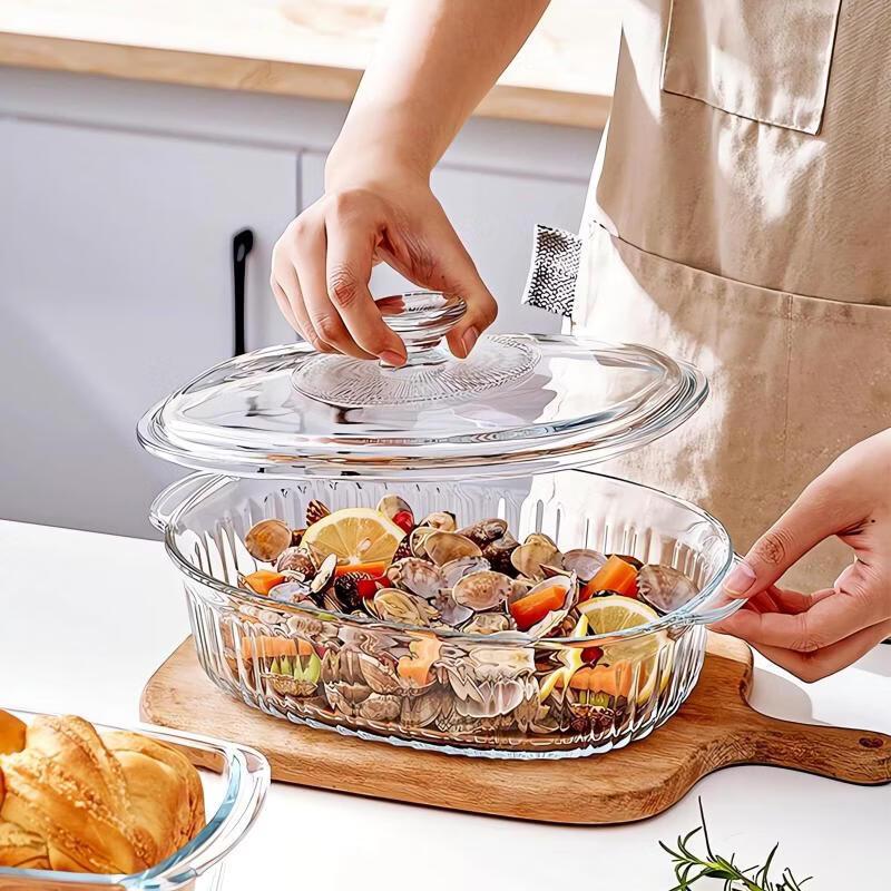 Ruhan Large Oval Borosilicate Glass Casserole Dish