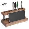 Stilvoller Haken-Aufbewahrungshalter Holz-Häkelnadelhalter 9-Loch-Organizer für Werkzeuge Tisch-Nadelständer Stricker Häkler Multifunktionaler Stift Home Office Ordnung