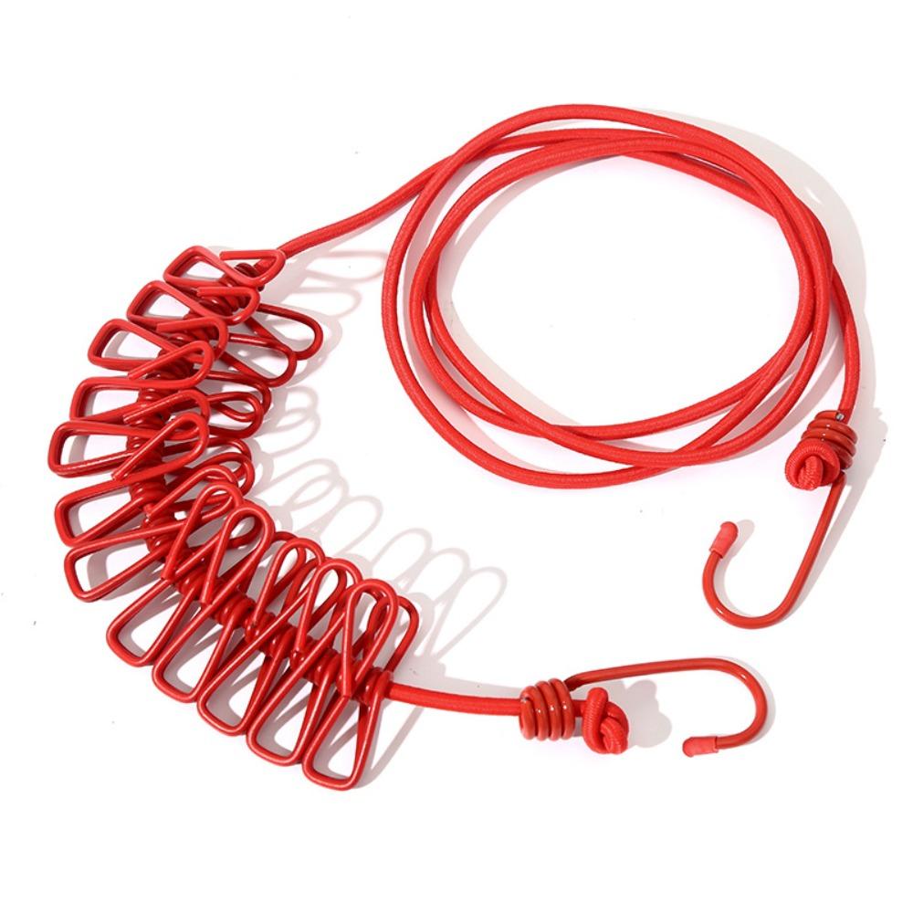 

Multi-functional Windproof Clothesline with 12 Clips Colorful Clothesline Rope Travel Clothesline Household Travel красный