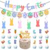 Creative Easter Party Decorations Cute Rabbit Egg Banner Happy Easter Decor  Party Background
