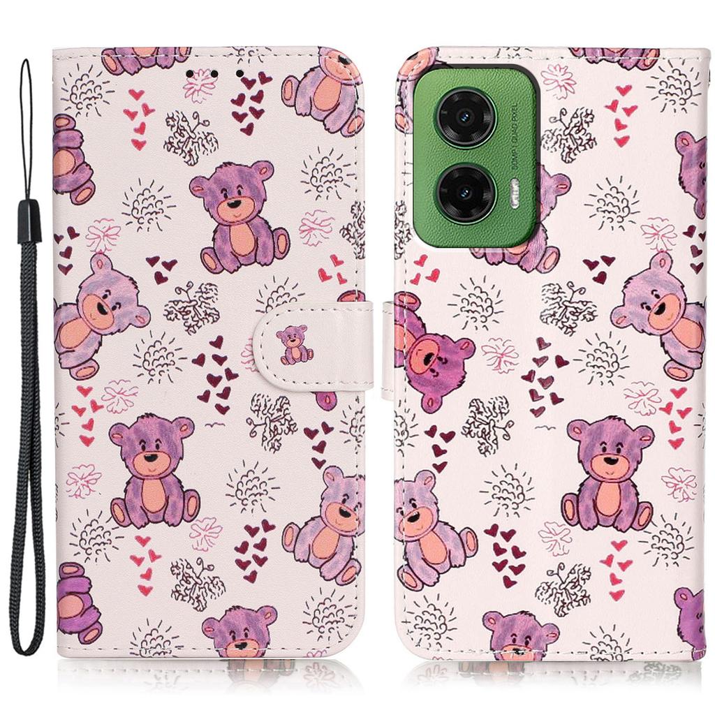 For Motorola Moto G35 5G Case Pattern Leather Wallet Phone Cover with Card Holder