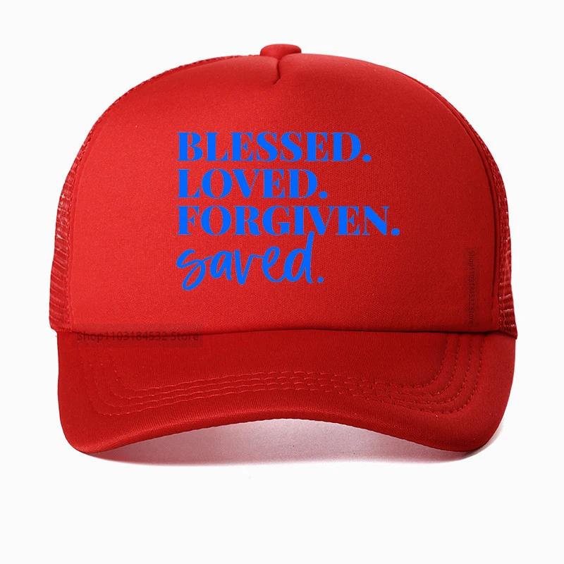 

BLESSED LOVED FORGIVEN SAVED lover Baseball cap fashion Unisex Women Valentines Day Gift Hiphop hat summer Mesh Trucker hats Adjustable