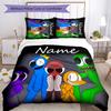3pcs Custom Name Rainbow Friends Bedding Set Duvet Cover Closure Includes 1 Duvet Cover & 2 Pillowcases for All Seasons Bedroom Decor