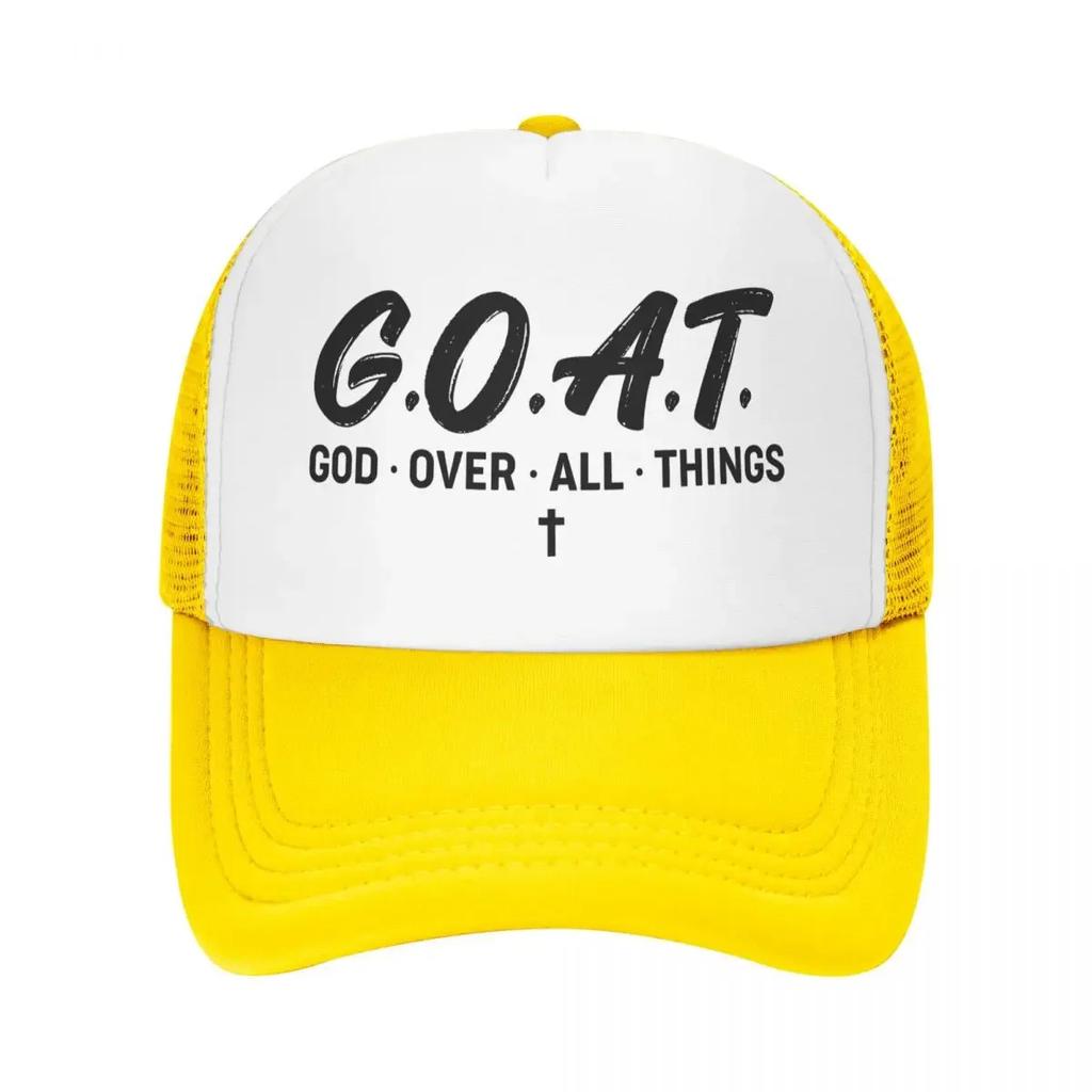 Gorra de Béisbol Personalizada GOAT Dios Sobre Todas las Cosas Unisex para Mujer Transpirable Gorra de Camionero Gorras Deportivas Snapback