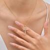Stylish Christian Cross Jewelry Set, Women's Necklace Bracelet Earrings Ring 4pc for Birthday Christmas Baptism Gift